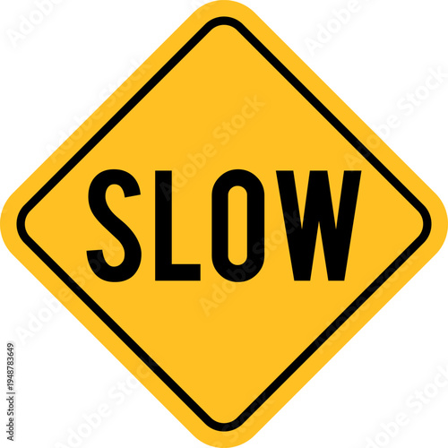 Obraz na płótnie Yellow Diamond Slow Road Warning Sign