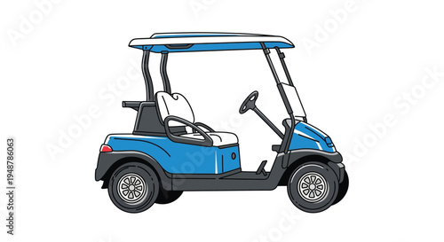 A blue golf cart illustration shown in a side profile view