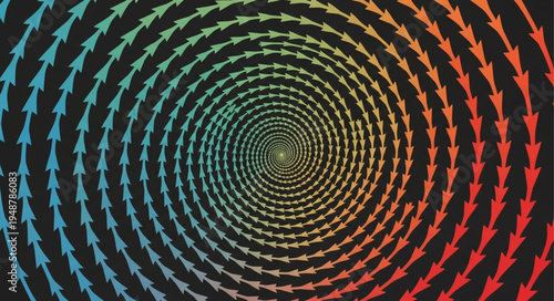 Abstract Swirling Arrows Pattern with Gradient Colors.