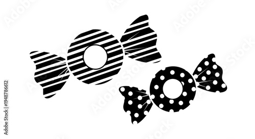 Black and White Candy Wrappers with Stripes and Polka Dots