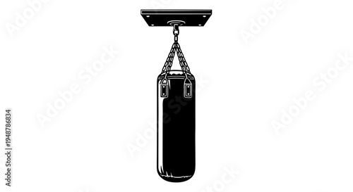Punching Bag Hanging in Gym for Boxing Training