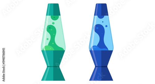 Retro Lava Lamps: Green and Blue, Psychedelic 60s Vibe, Abstract Fluid Motion