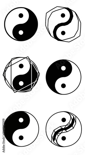 Yin Yang Symbols Variations: Traditional, Geometric, Abstract Concepts