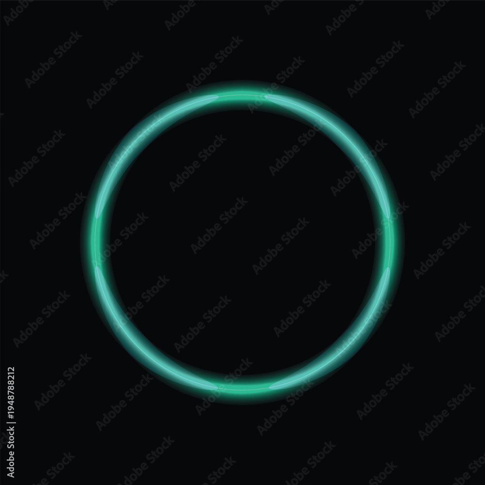 Fototapeta premium A glowing turquoise ring shape with a soft light effect isolated on a solid black background