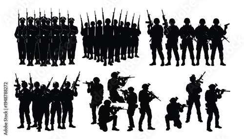 Battlefield Medic Silhouettes in Military Action