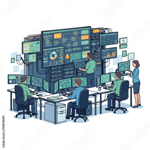 Team of IT Professionals Working Together.