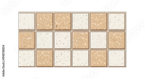 Modern Mosaic Tile Pattern - Beige and Cream Square Tiles with Speckled Texture