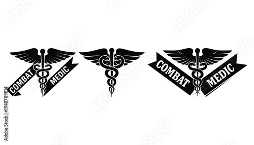 Battlefield Medic Silhouette with Caduceus Wings Vector Design