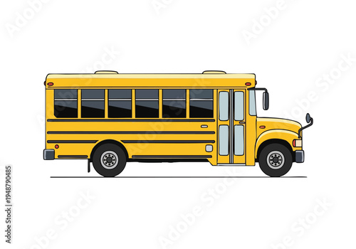 Classic Yellow School Bus Illustration - A Simple and Iconic Vehicle for Education and Transportation