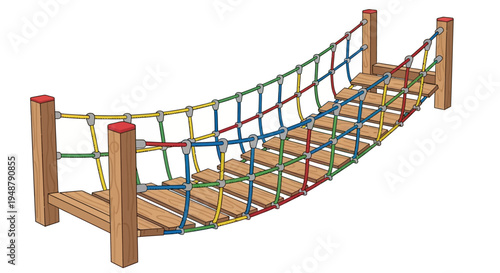 Colorful Rope Bridge Playground Equipment for Kids Adventure and Outdoor Fun