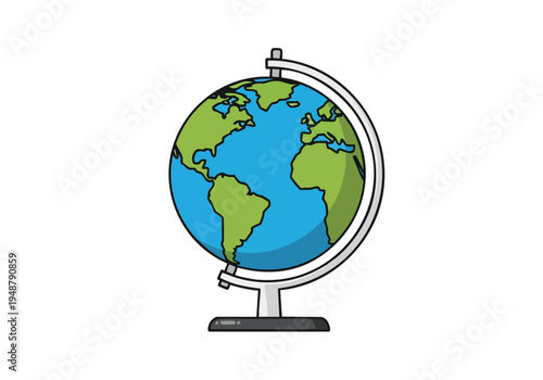 Illustration of a detailed globe showing continents and oceans, perfect for educational and geographical themes