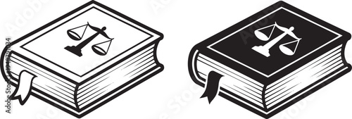 Law book silhouette & outline set isolated on transparent background 