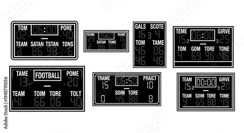 Vintage Scoreboards: Retro Sports Display Boards with Scores and Times