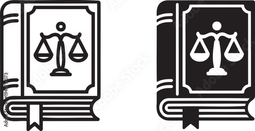 Law book silhouette & outline set isolated on transparent background 