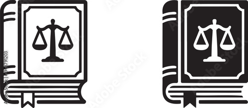 Law book silhouette & outline set isolated on transparent background 