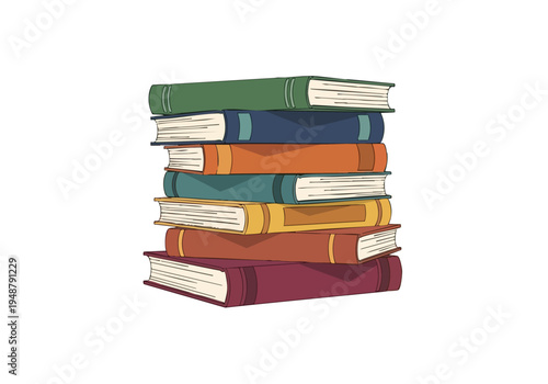 A stack of colorful books, representing knowledge, education, and the joy of reading, perfect for study and library themes