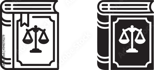 Law book silhouette & outline set isolated on transparent background 