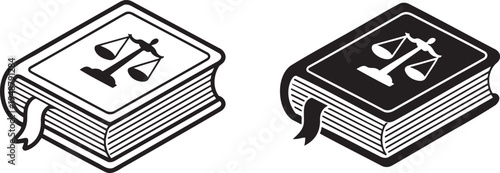 Law book silhouette & outline set isolated on transparent background 