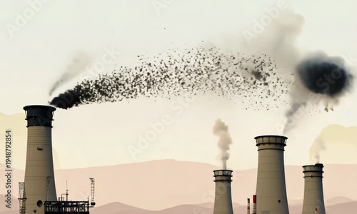 2D industrial smoke environmental issues concept background.ai 