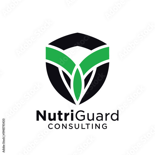 Shield and plant sprout logo for professional nutrition consulting and food safety protection services NutriGuard Consulting