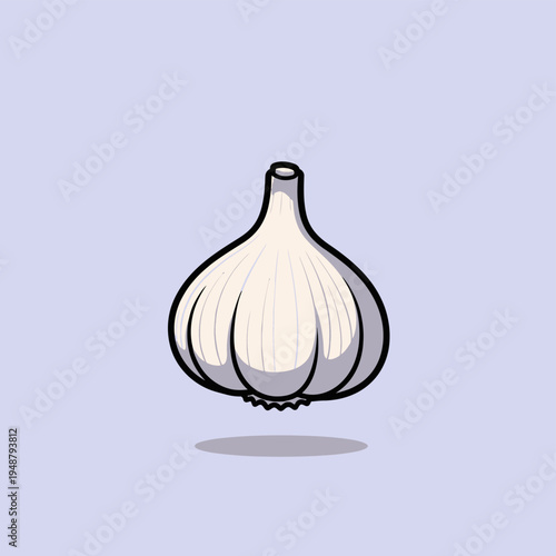 Garlic Bulb Illustration Simple Design Element.