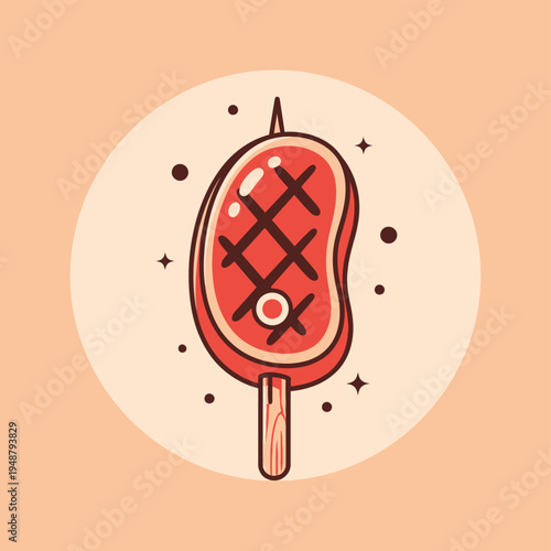 Grilled Meat on a Stick Illustration.