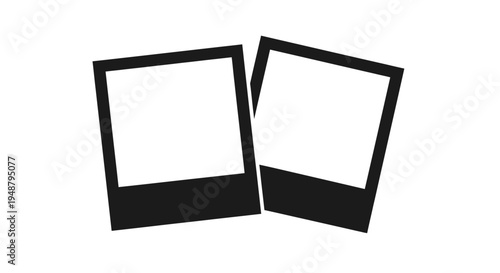Two Empty Retro Photo Frames, Polaroid Style, Isolated on White Background