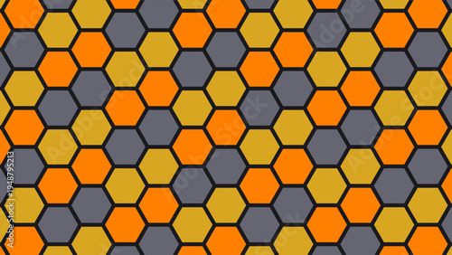 Abstract Gold and Charcoal Seamless Hexagonal Grid Honeycomb Pattern Vector Background