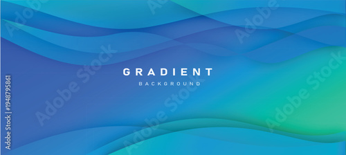 Blue gradient smooth wave layers, abstract minimal background with text space
