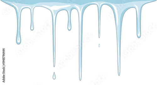 Melting Icicles Dripping Water in Winter Cold Season