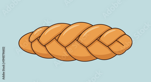 Braided Challah Bread Loaf, Freshly Baked, Golden Brown, Isolated on Light Blue Background