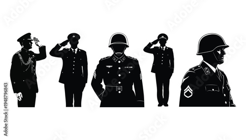Military Personnel Silhouettes Featuring Battlefield Medic Design