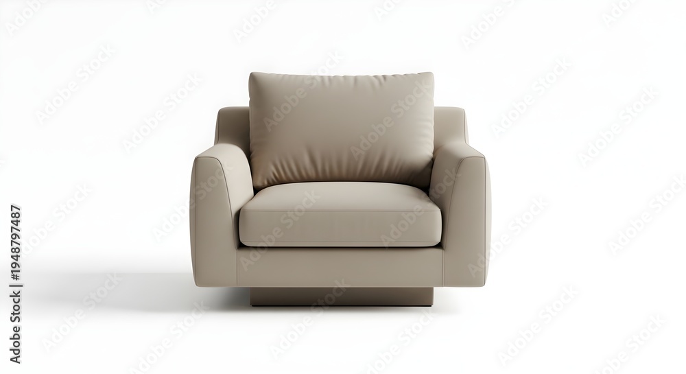 Fototapeta premium modern beige leather armchair on white background