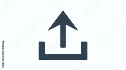Simple dark gray arrow pointing upwards inside an open box icon, representing an upload function