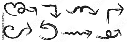  Hand-drawn black arrow collection on white background, EPS10