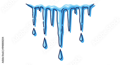 Melting Icicles Dripping Water, Winter Frost, Cold Season, Frozen Water Drops