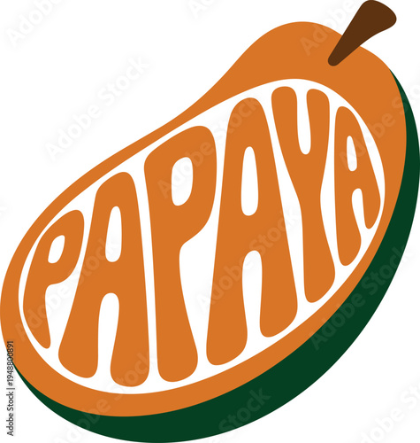 Colorful papaya fruit logo with stylized lettering