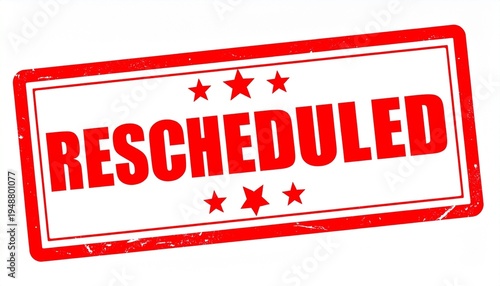 Red RESCHEDULED Stamp Graphic for Event Change