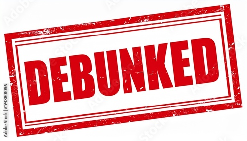 Red DEBUNKED Stamp Graphic for Fact-Checking
