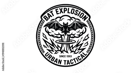 Bat Explosion Urban Tactical Logo Design.