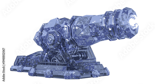 Futuristic Cannon Illustration with Energy Blast Effect