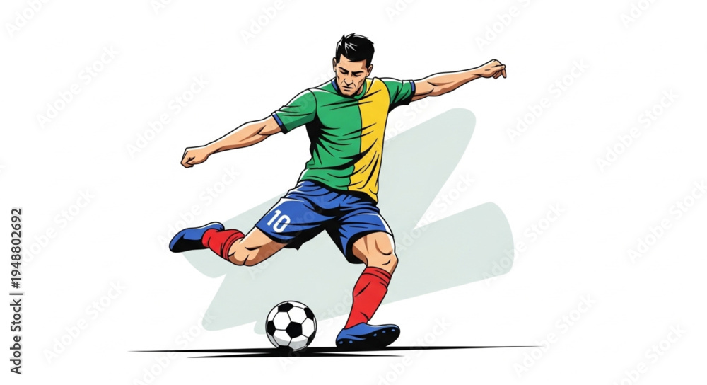 Obraz premium Soccer Player Kicking Ball Action Shot.