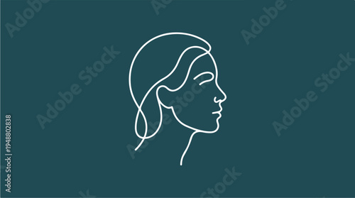 Minimalist Line Art Portrait of a Woman in Profile.