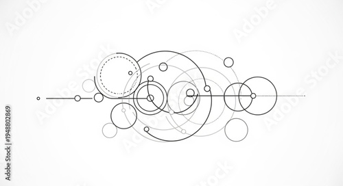 Abstract Geometric Circles and Lines Scientific Diagram.