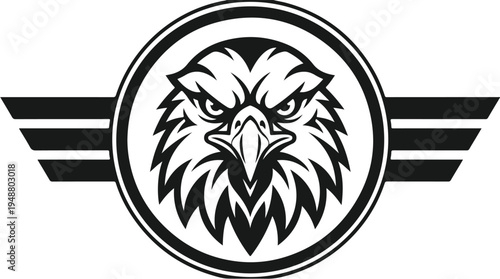 Powerful Eagle Head with Wings Logo Design.