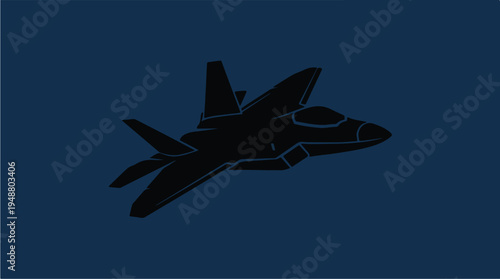 Sleek silhouette of a modern fighter jet against a dark sky.