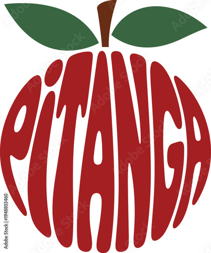 Creative logo design of an apple with the word pitanga integrated into it