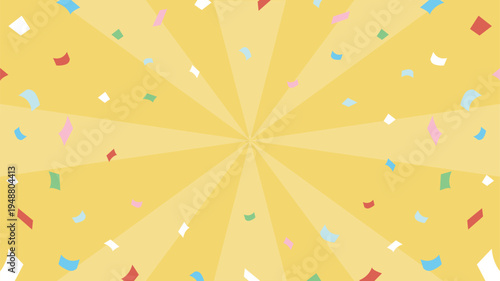 カラフルな紙吹雪のお祝いパーティのゴールド放射線背景フレームベクター素材