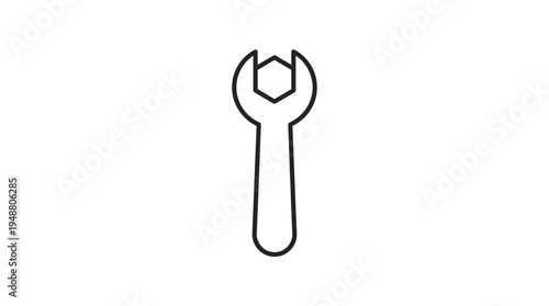 "Double-ended open wrench outline icon symbolizing mechanical tool for gripping and turning bolts."