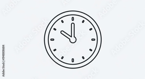 Simple Line Drawing of a Round Clock Face.